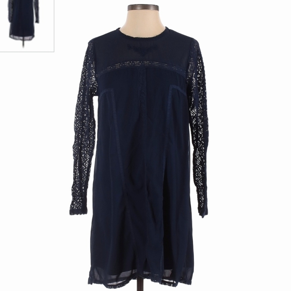 OneTheLand Black Lace Sleeves Dress Women's Small S Goth Gothic Bohemian Boho